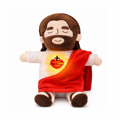 Breathing Jesus Plush – Interactive Religious Doll with Glowing Heart