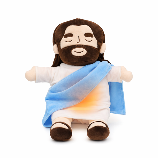 Breathing Jesus Plush – Interactive Religious Doll with Glowing Heart